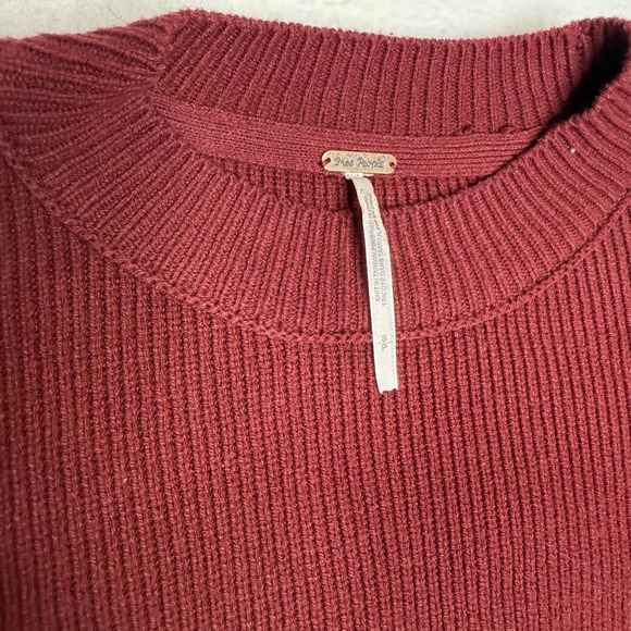 Free People Easy Street Crop Pullover Sweater Maroon Peach Grey Size Small - Picture 3 of 8